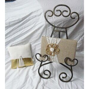 Wedding Lot - Metal Photo / Guest Book / Art Display Easel, Ring Pillow & Book